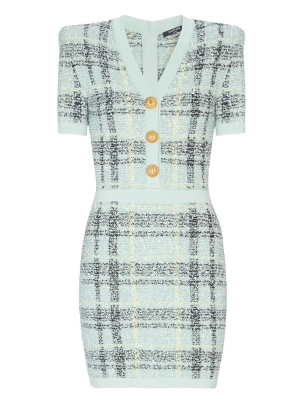 BALMAIN Tweed Sequin Mini Dress